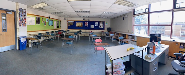 Teachers prep for in person learning by decluttering their rooms and arranging desks six feet apart.